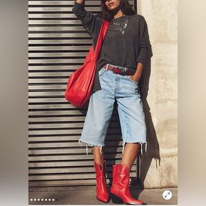 We The Free Light Blue Denim Bermuda Shorts